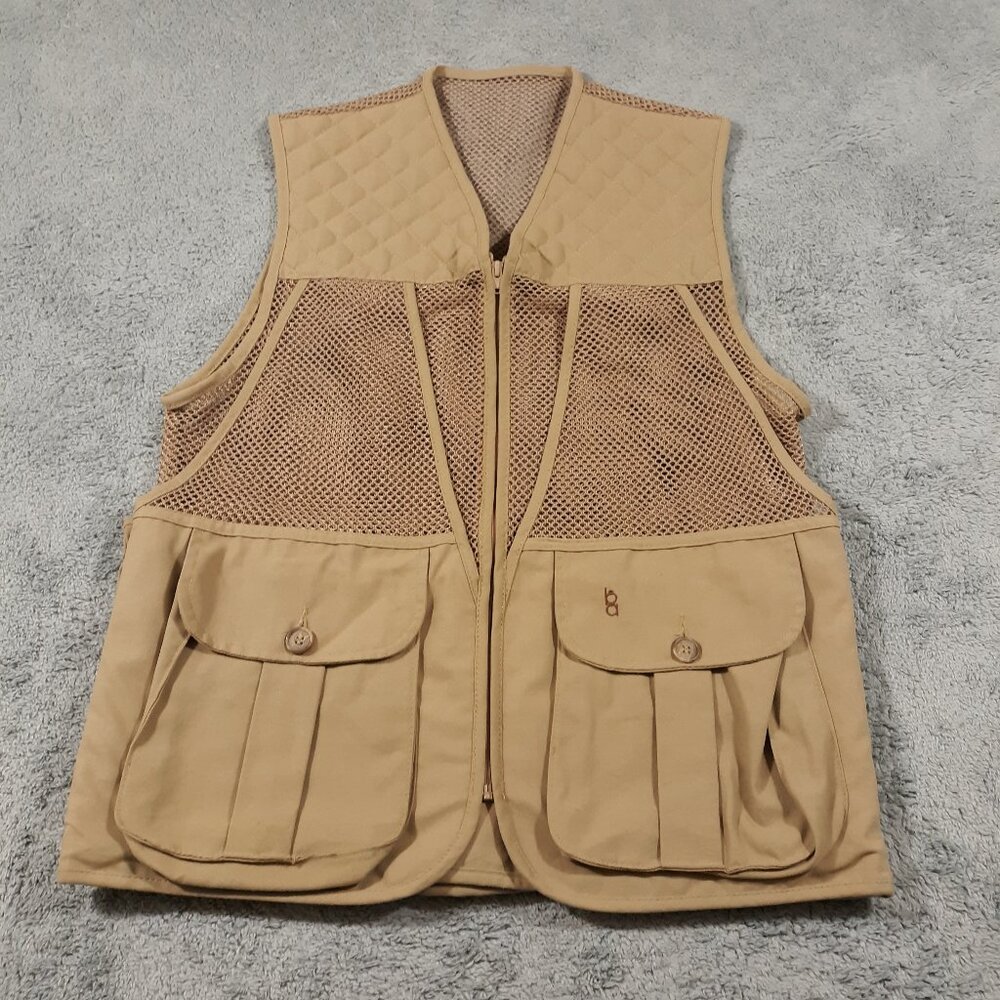 Bob Allen Shooting Vest Mens Medium Canvas Mesh Hunting Pockets Zip Front